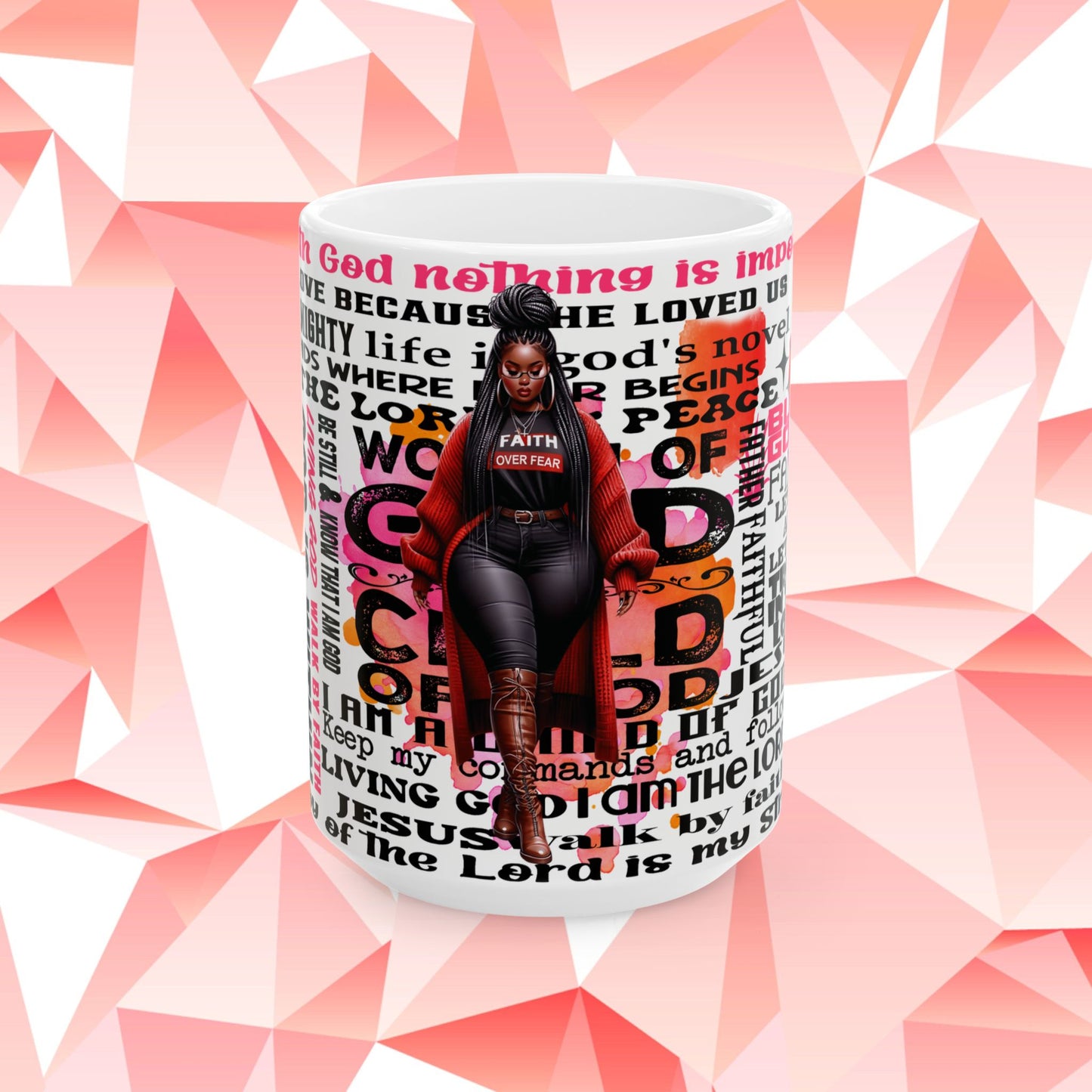 Faith Over Fear Ceramic Mug - Inspirational Christian Coffee Cup