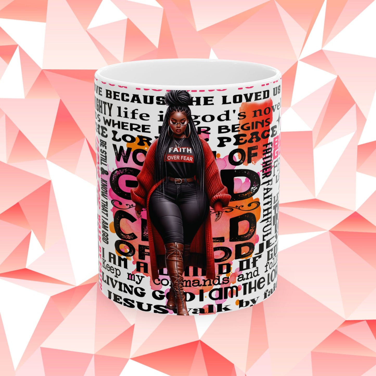 Faith Over Fear Ceramic Mug - Inspirational Christian Coffee Cup