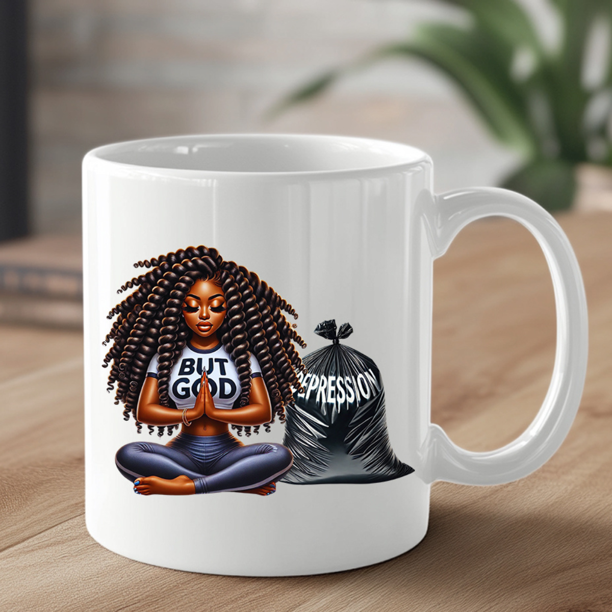 Inspirational White Mug - "But God" Depression Design for Mindfulness and Positivity (11oz, 15oz)