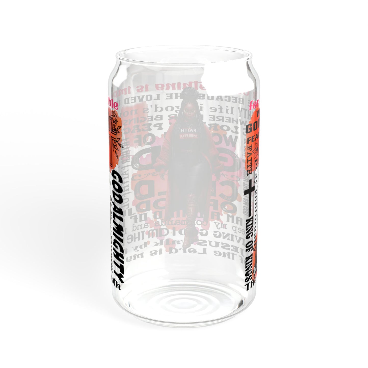 Faith Over Fear – 16oz Inspirational Sipper Glass | Motivational Drinkware with Quotes