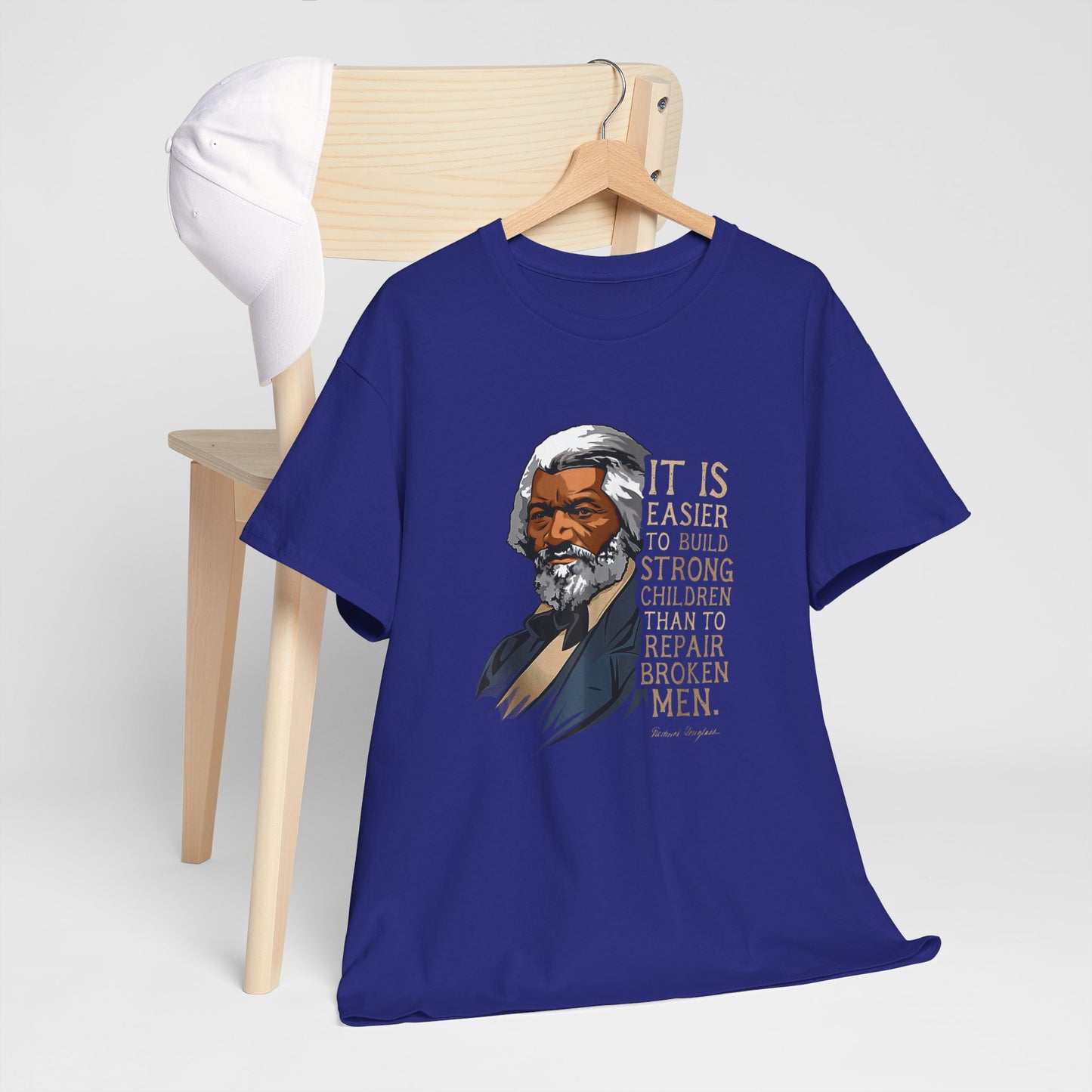 Inspirational Unisex Heavy Cotton Tee: "It Is Easier to Build Strong Children" Design