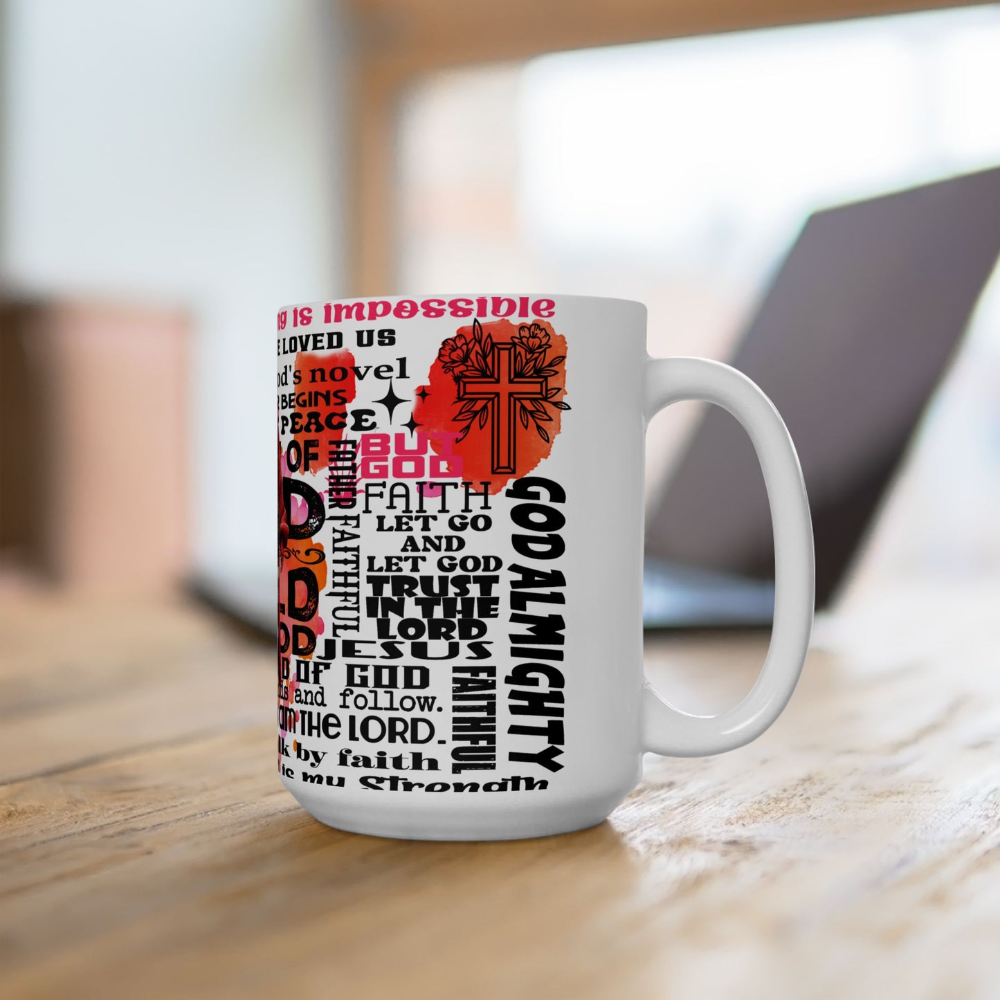Faith Over Fear Ceramic Mug - Inspirational Christian Coffee Cup