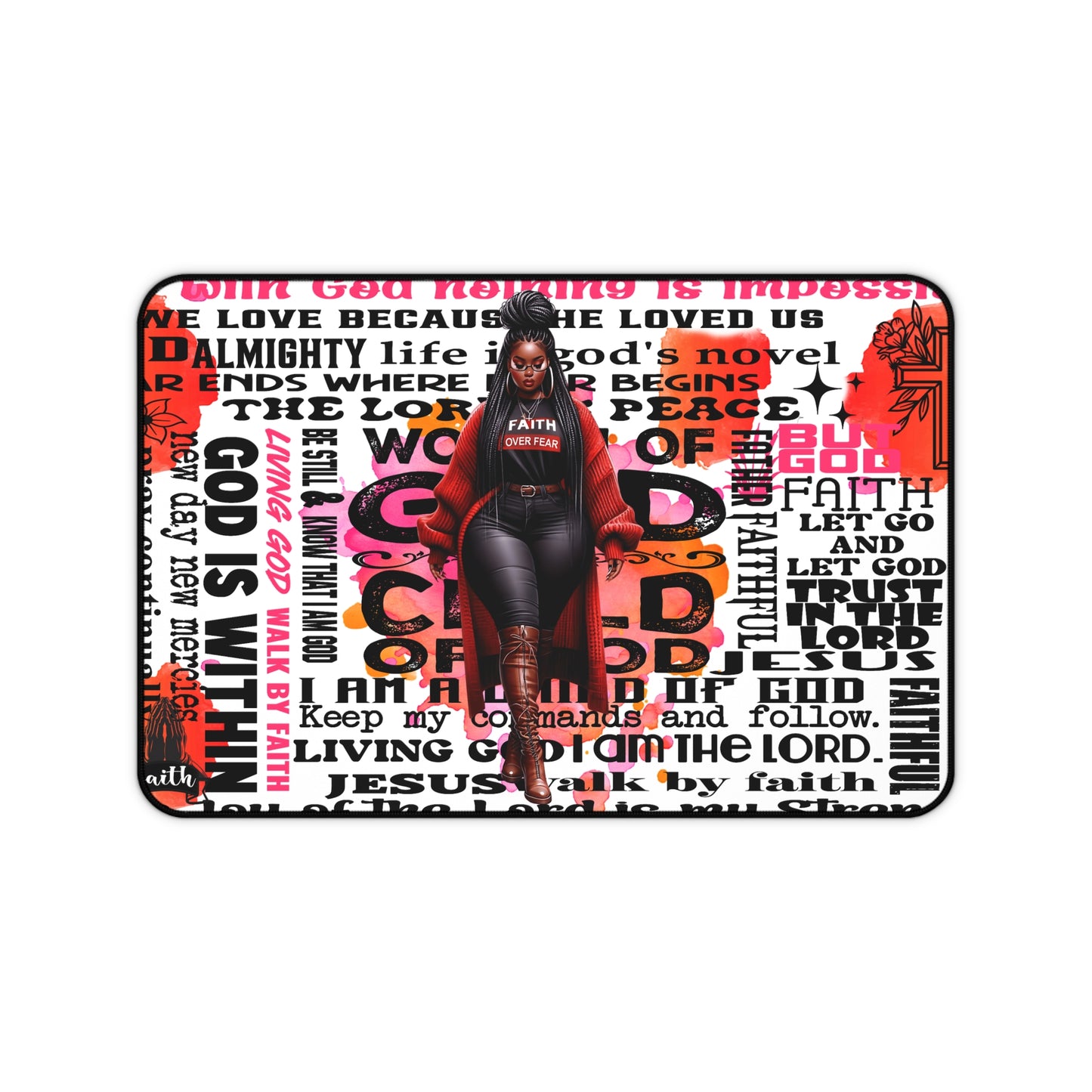 Faith Over Fear Inspirational Desk Mat | 12x18 | Motivational Christian Decor