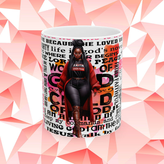 Faith Over Fear Ceramic Mug - Inspirational Christian Coffee Cup