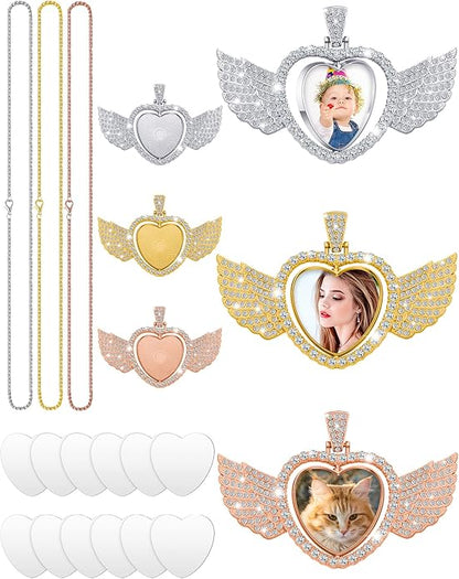 Custom Angel Wing & Heart Photo Pendant – Personal Tribute Jewelry