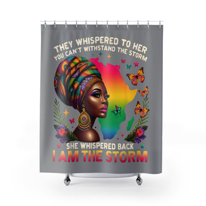 Bold African Art Shower Curtain - I Am The Storm Design