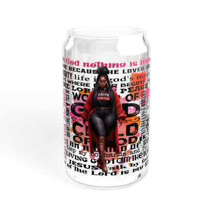Faith Over Fear – 16oz Inspirational Sipper Glass | Motivational Drinkware with Quotes