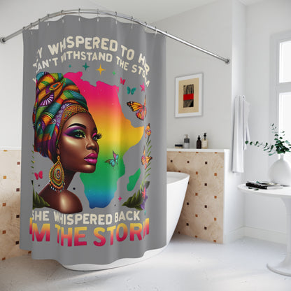 Bold African Art Shower Curtain - I Am The Storm Design