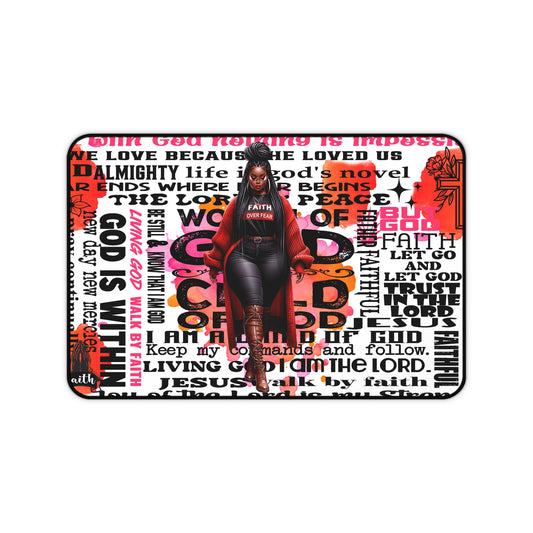 Faith Over Fear Inspirational Desk Mat | 12x18 | Motivational Christian Decor